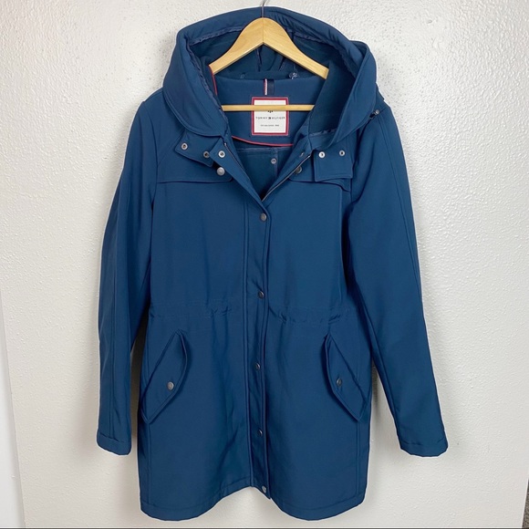 Tommy Hilfiger Jackets & Blazers - Women's Tommy Hilfiger Long Coat Hooded Navy Blue Size XL EUC